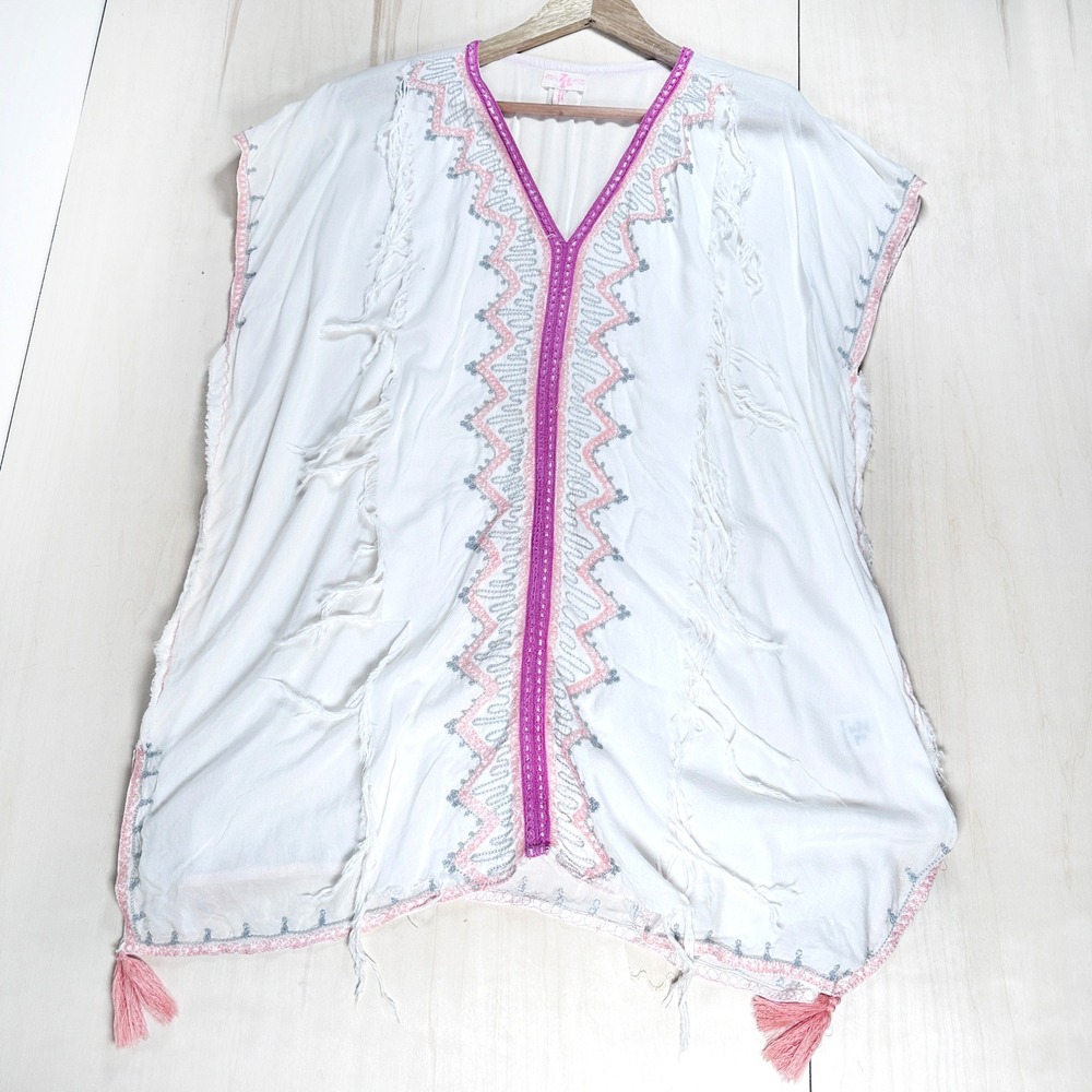 Z&L Europe Oceana Floral Swim Cover up with PomPom Trim One Size‎